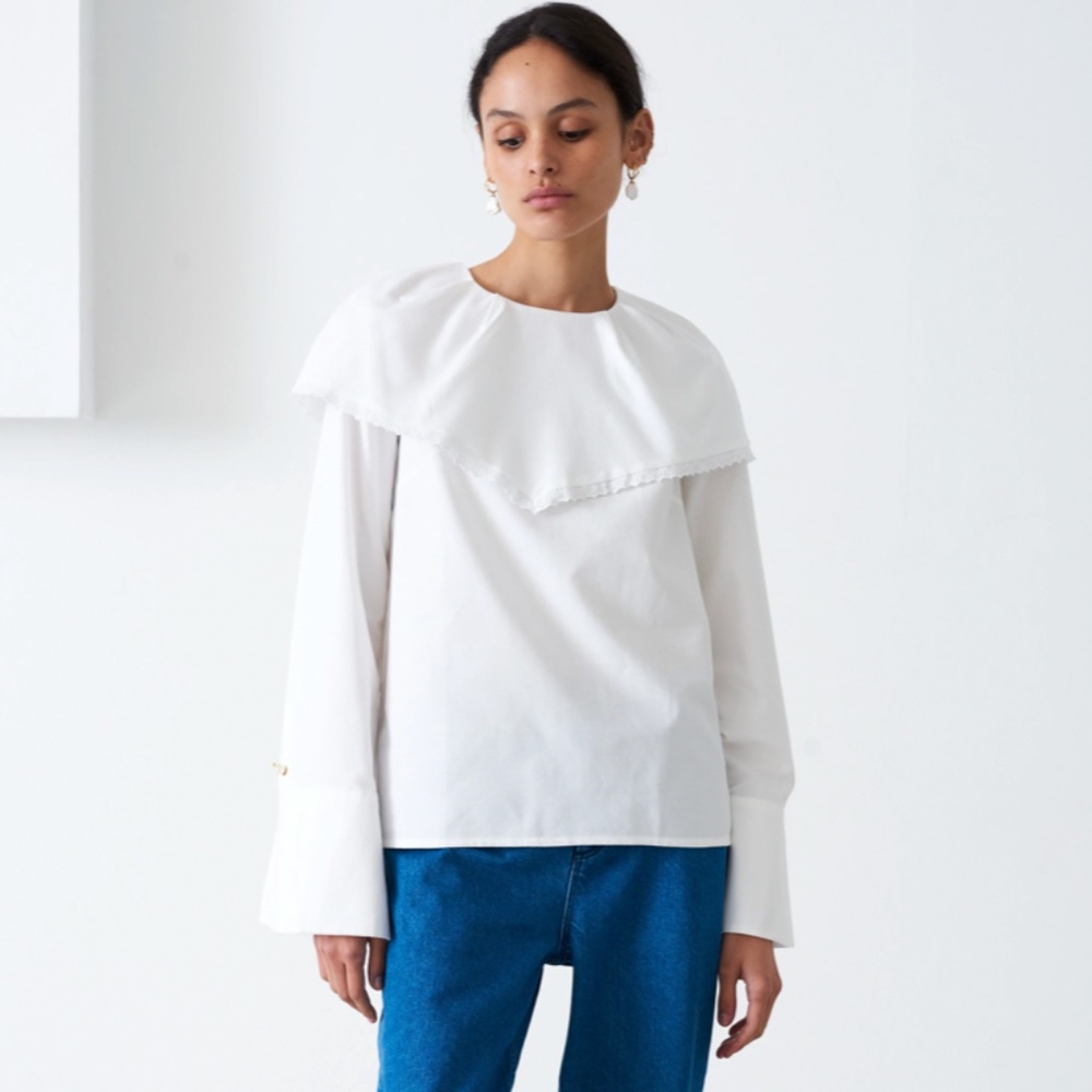 NWT Mother of Pearl Ollie Shirt in White Cotton Poplin Size S